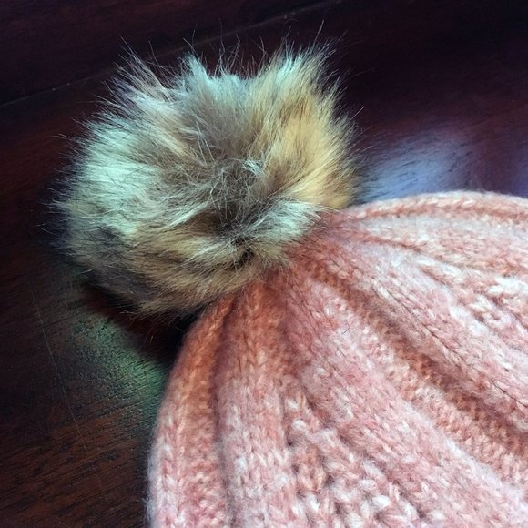 Lands' End mauve pompom beanie NWT - Picture 2 of 4